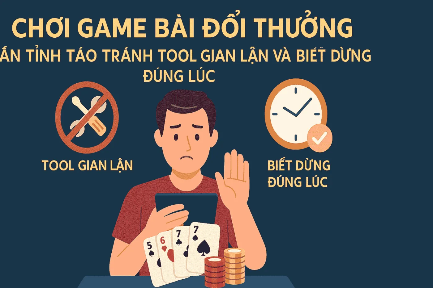 Chơi game bài đổi thưởng cần tỉnh táo tránh tool gian lận và biết dừng đúng lúc